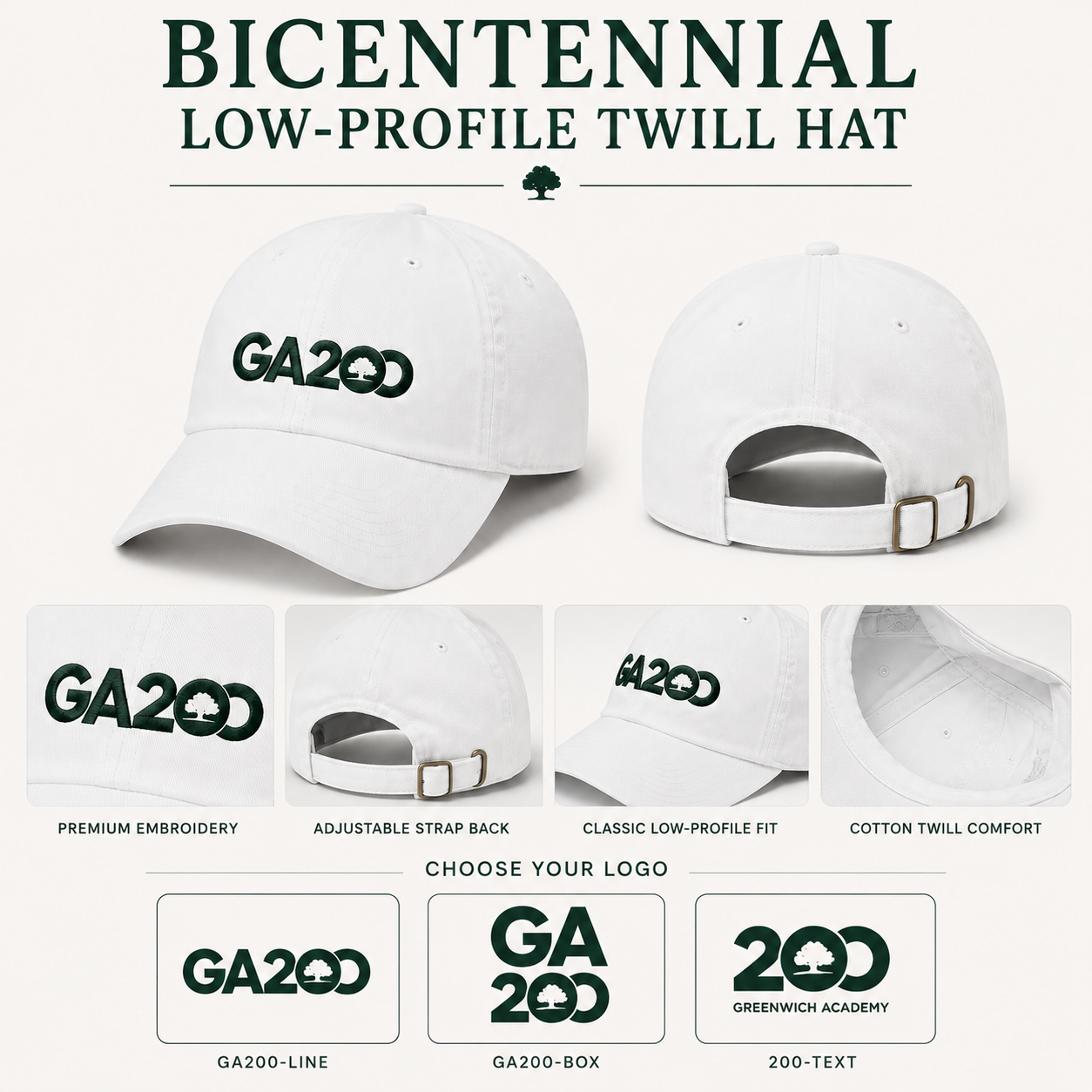 Bicentennial White Low Profile Adjustable Hat
