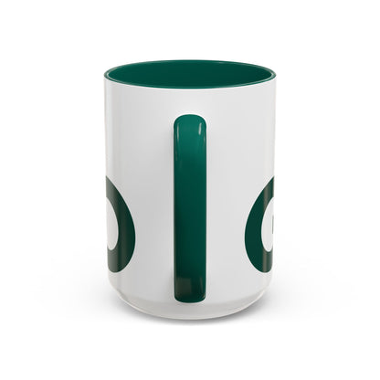 15oz White with Green Accent Ceramic Coffee Mug