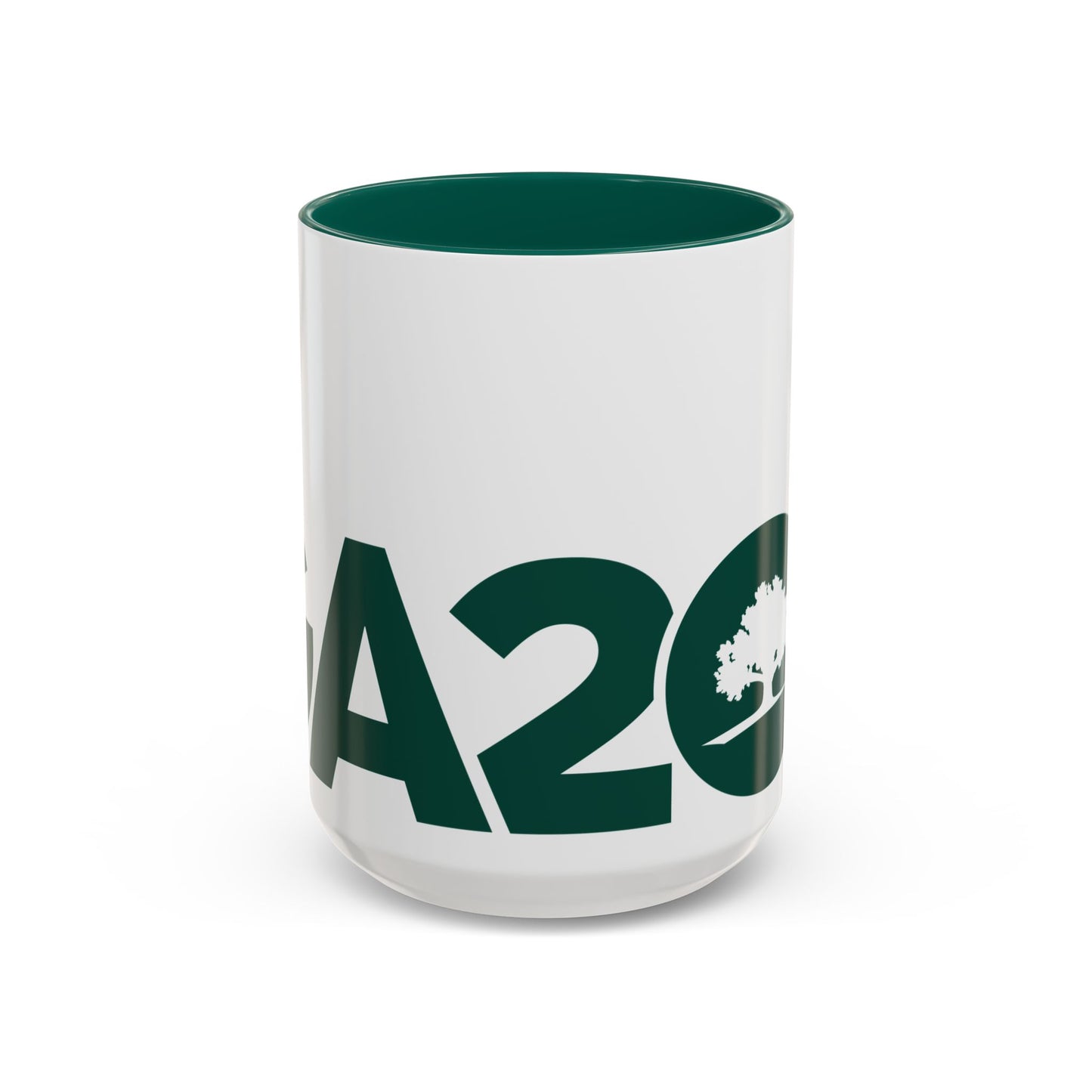 15oz White with Green Accent Ceramic Coffee Mug