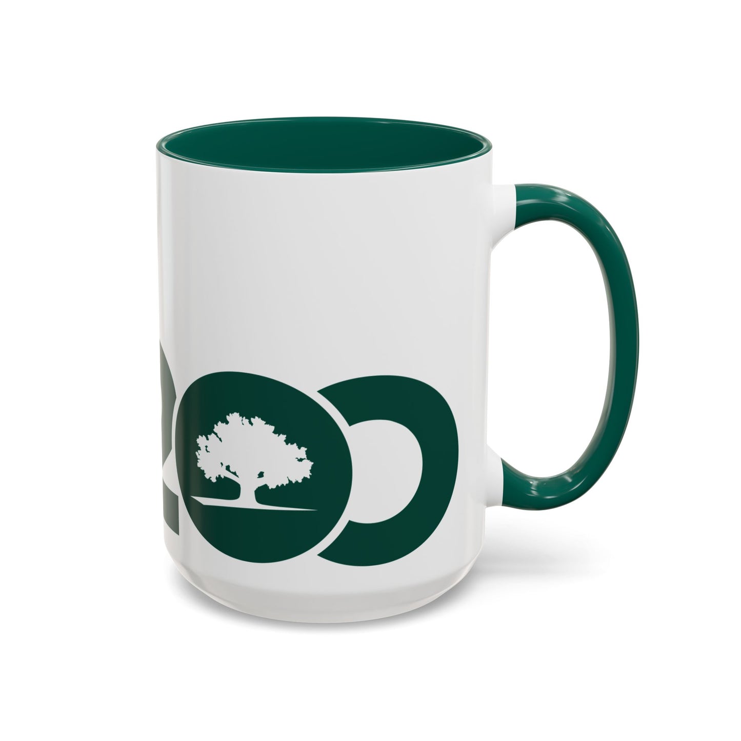 15oz White with Green Accent Ceramic Coffee Mug