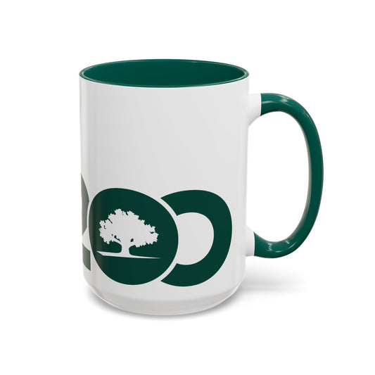 15oz White with Green Accent Ceramic Coffee Mug
