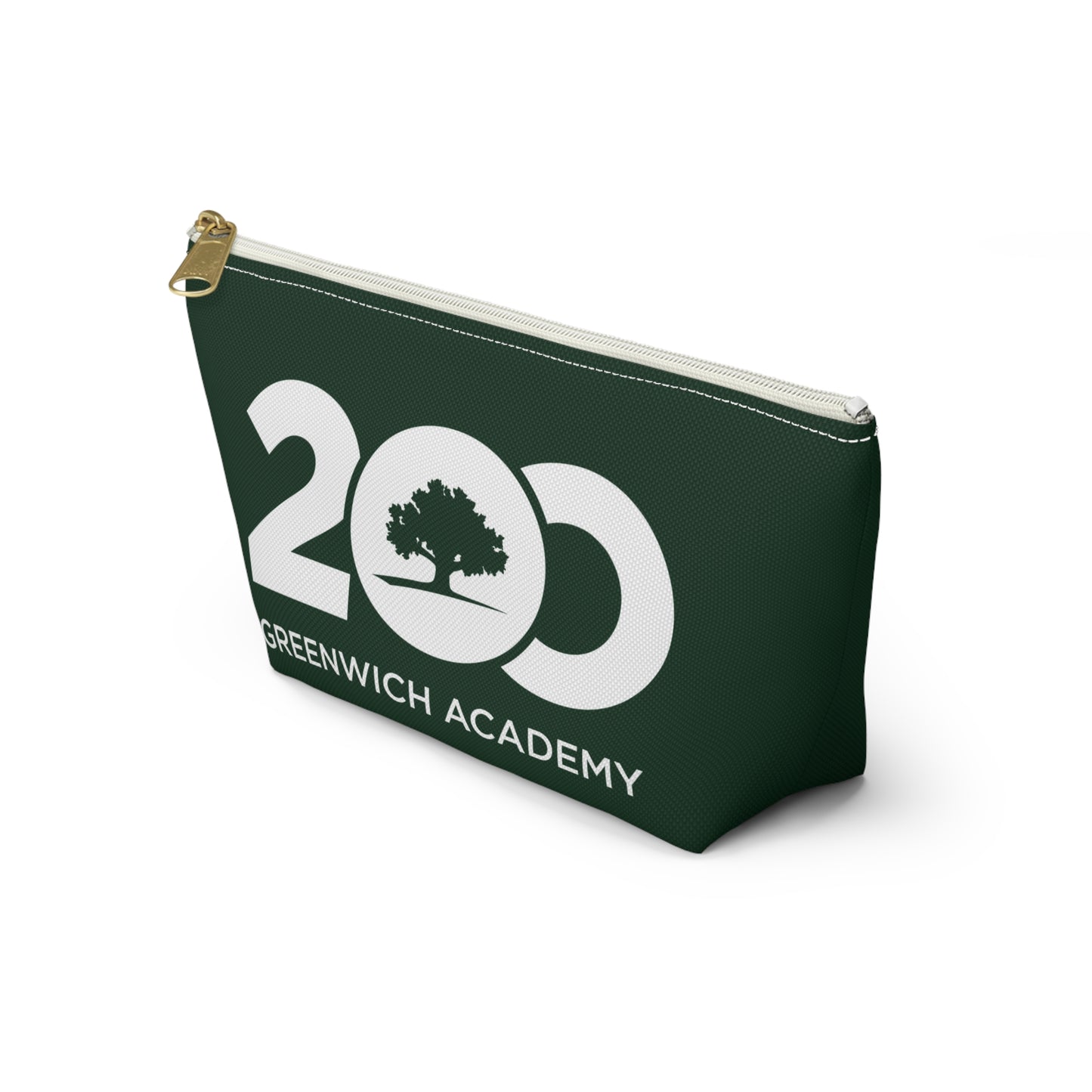 Green Polyester Zippered Accessory Pouch