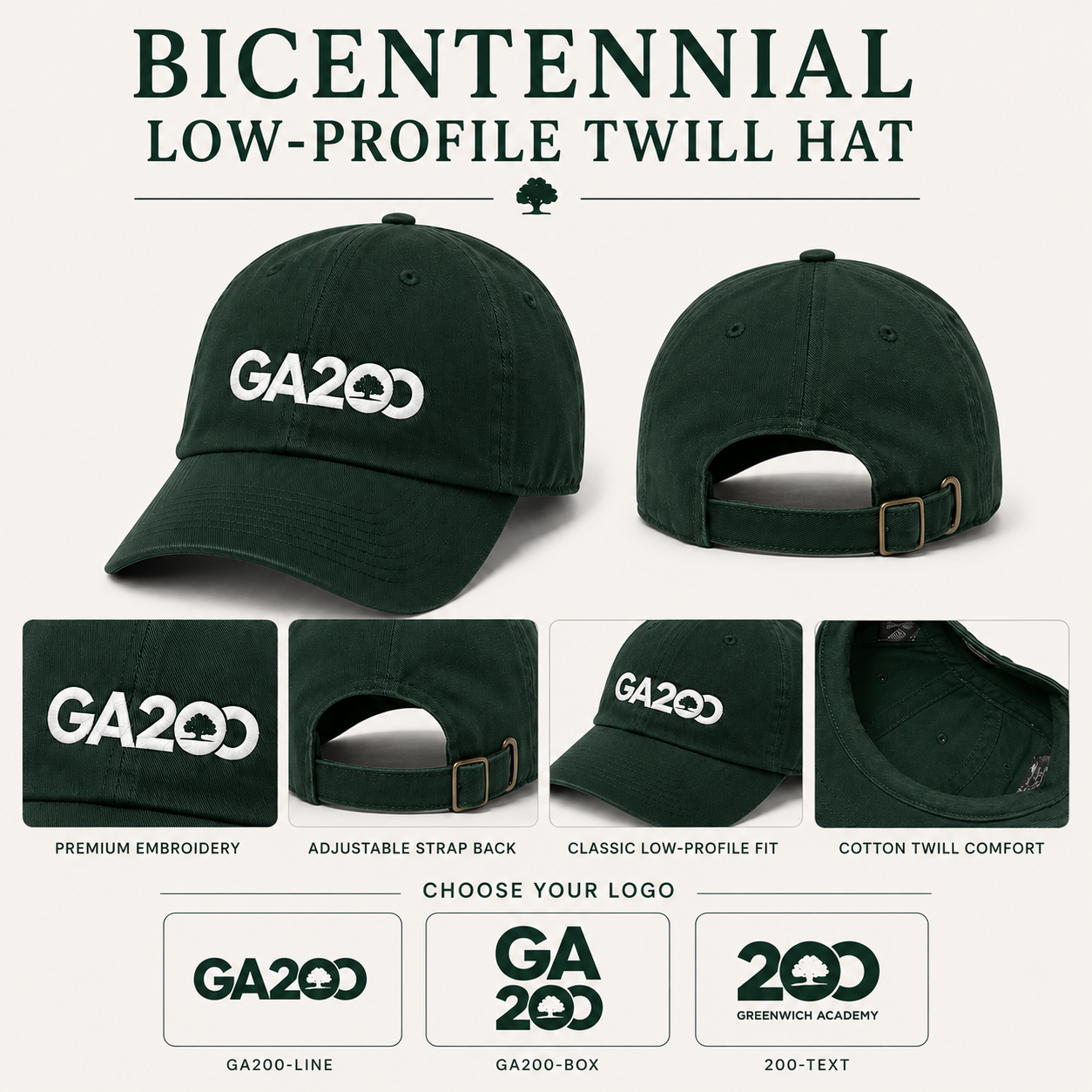 Bicentennial Green Low Profile Adjustable Hat