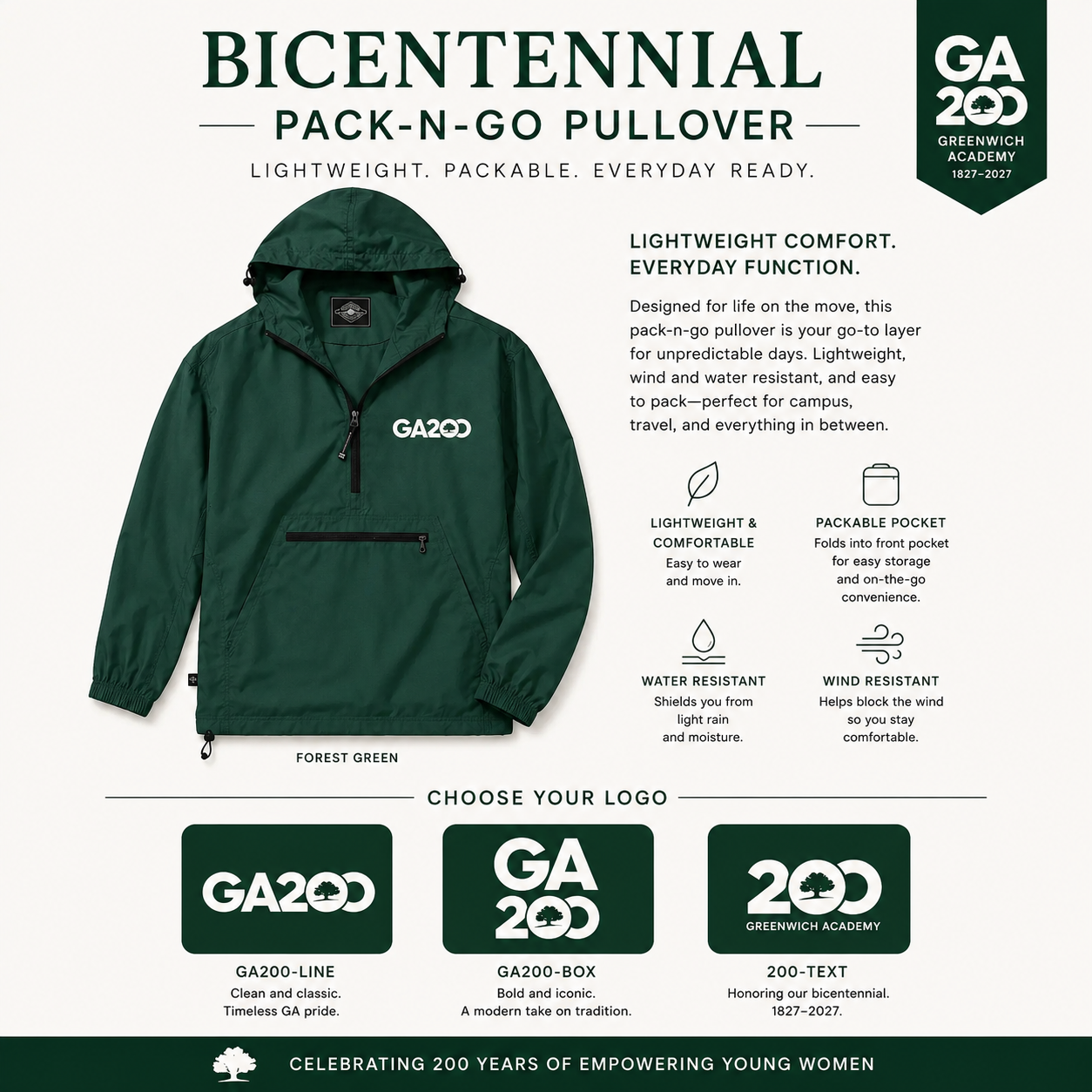 Unisex Forest Pack-N-Go Unlined Hooded Pullover